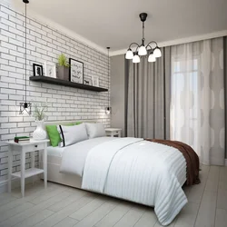 Interior design with brick wall bedroom