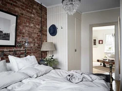 Interior design with brick wall bedroom