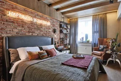 Interior design with brick wall bedroom