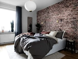 Interior design with brick wall bedroom