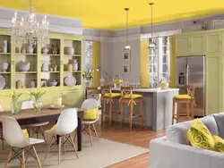Gray-yellow color in the kitchen interior