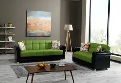 Living Room Interior With Olive Sofa Photo
