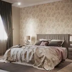 Wallpaper feathers in the bedroom interior