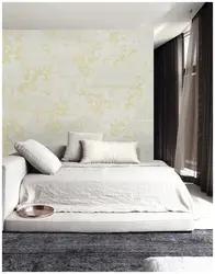 Wallpaper feathers in the bedroom interior