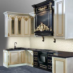 White Kitchen With Gold Handles Photo