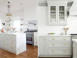 White kitchen with gold handles photo