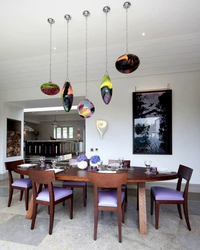 Lamps above the table in the kitchen photo