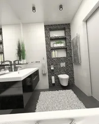 Bathroom design in black and gray tones