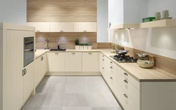 Oak color in the kitchen interior photo
