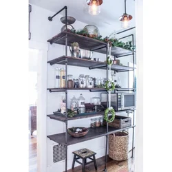 Shelf in the kitchen in the interior photo