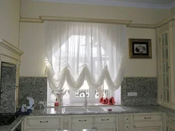 Classic curtains for the kitchen interior photo