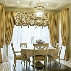 Classic curtains for the kitchen interior photo