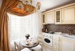Classic curtains for the kitchen interior photo