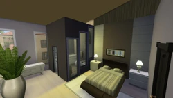 Sims-də yataq otağının interyeri