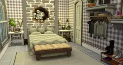 Sims-тегі жатын бөлменің интерьері