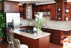 Cherry-Colored Kitchen In The Interior Photo