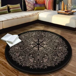 Round carpet in the living room interior