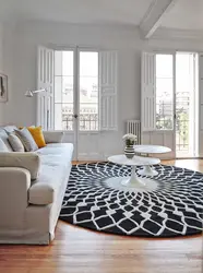 Round carpet in the living room interior