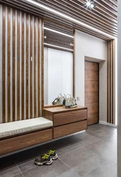 Wooden slats in the hallway interior