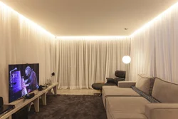 Ceilings with light lines photo in the bedroom