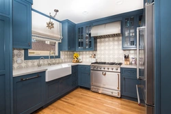 Blue Provence kitchen in the interior photo