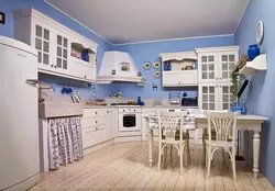 Сіняя кухня Праванс у інтэр'еры фота