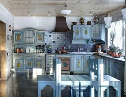 Blue Provence kitchen in the interior photo