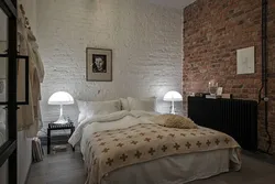Bedroom design white brick