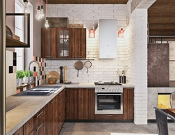 Kitchen design brick and wood