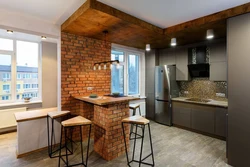Kitchen Design Brick And Wood
