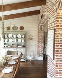 Kitchen design brick and wood