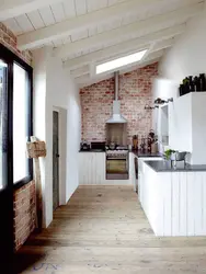 Kitchen design brick and wood