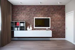 Living room interior with brick finish