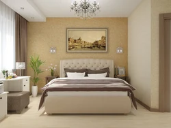 Bedroom design with beige bed photo