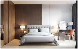 Decor with slats in the bedroom interior