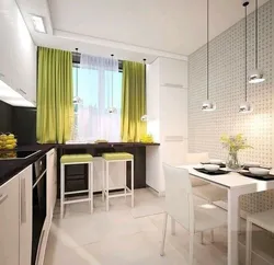 Interior of a small kitchen in a house with one window