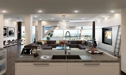 Modern Living Room With Kitchen House Interior With Photo