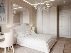 Small bedroom interior with white furniture