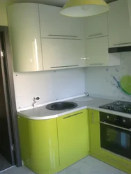 Built-in kitchen for a small corner kitchen with a refrigerator photo