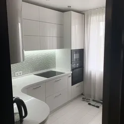 Built-In Kitchen For A Small Corner Kitchen With A Refrigerator Photo