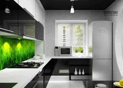 Kitchen interior black white green