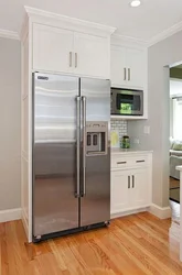 Double door refrigerator in the kitchen interior