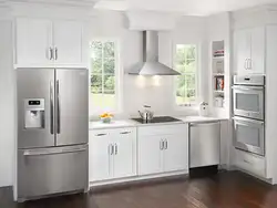 Double door refrigerator in the kitchen interior