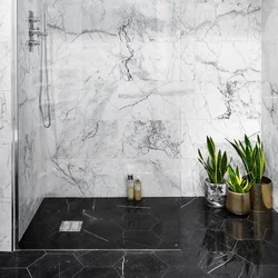 Bathroom Design In Black And White Marble Tiles