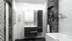 Bathroom design in black and white marble tiles