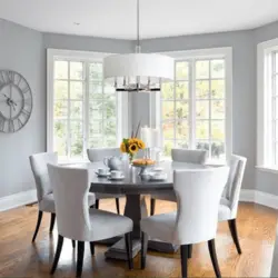 Round table in the interior of the kitchen living room