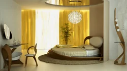Round Bed In The Bedroom Interior Photo