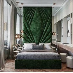 Emerald Curtains In The Bedroom Interior