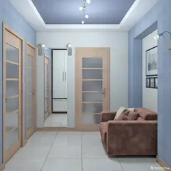 Серо голубой интерьер прихожей