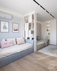 Design Of Living Room, Bedroom And Children'S Room In One Room